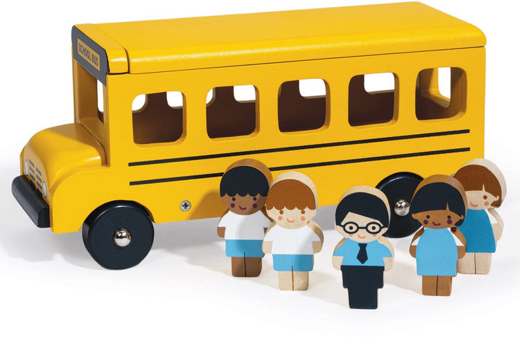 Véhicules Mentari - bus scolaire - 21,70x8,40x9,70cm - avec 5 figurines - 18 mois