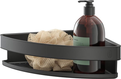 Tiger carv - support de douche - support d'angle - panier de douche d'angle 21 cm - sans perçage - perçage ou collage - noir
