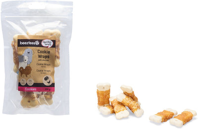 Beeztees friandises savoureuses wraps à biscuits au poulet - biscuits pour chiens - collations pour chiens - friandises pour chiens - l - 200 grammes