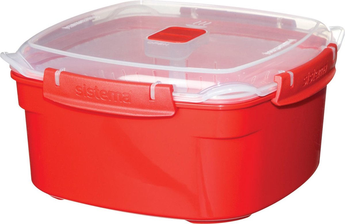 Récipient micro-ondes Sistema - cuiseur vapeur micro-ondes - avec couvercle - rouge - 3,2 l