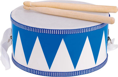 Tambour en bois goki avec des bâtons bleu blanc