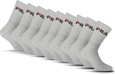Chaussettes de sport Fila Crew - taille 39 42 - paquet de 9 - gris