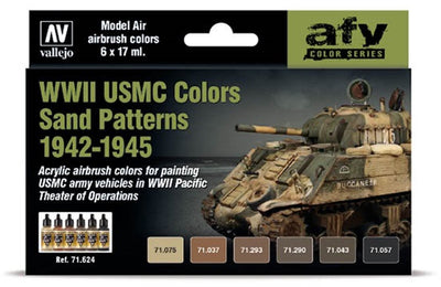 Vallejo hobby paint peinture acrylique - 71624 seconde guerre mondiale couleurs usmc motifs sable 1942-1945 - ensemble de peinture acrylique - 6x 17 ml