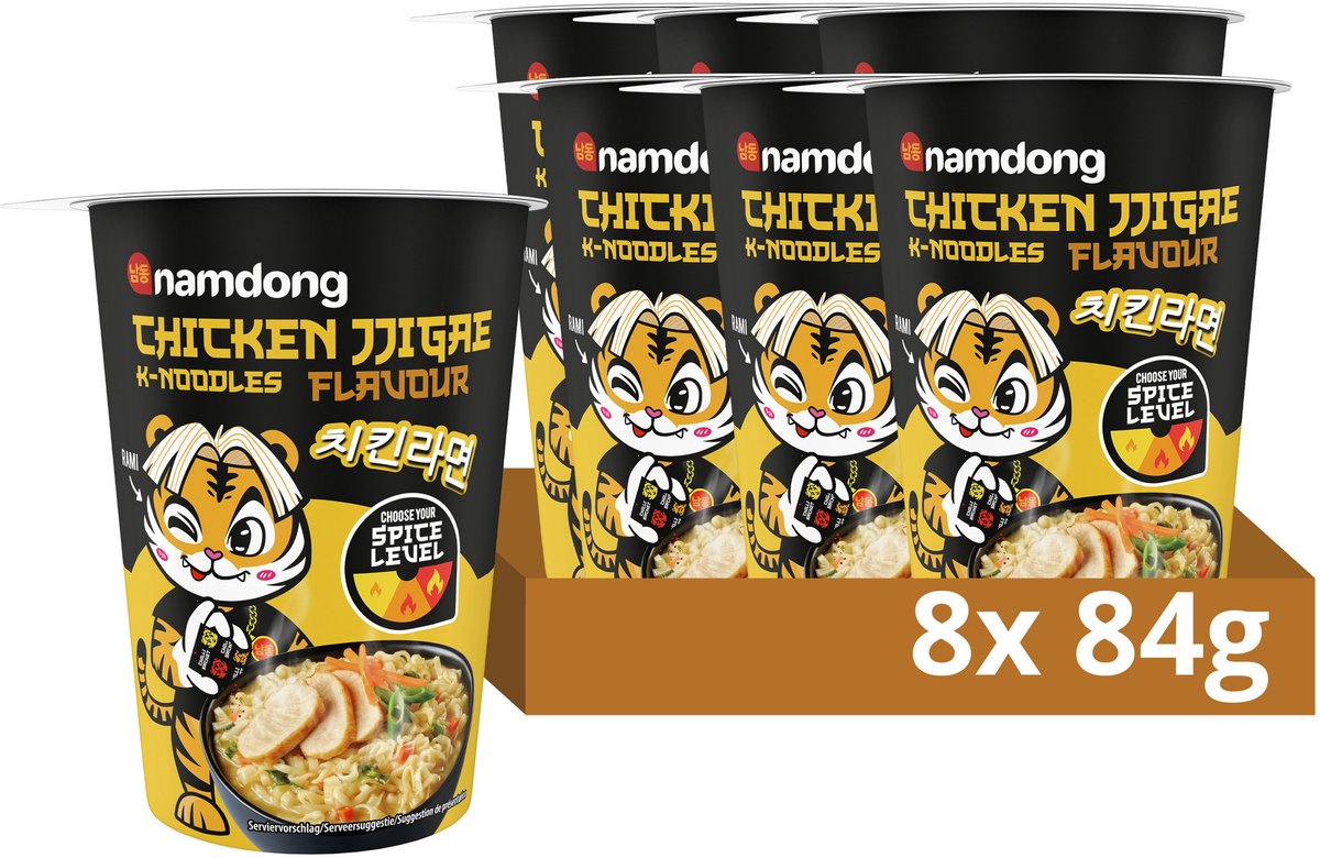 Namdong snack - poulet jjigae - nouilles instantanées au goût de poulet à la coréenne - 8 x 84 g