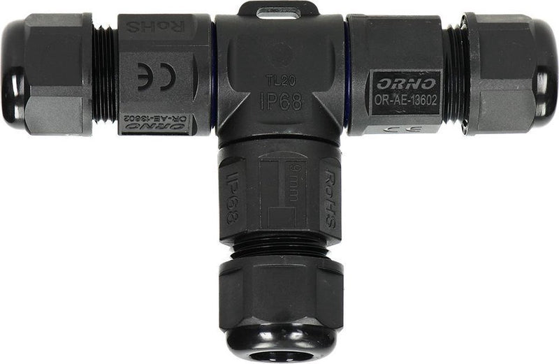 Connecteur de câble étanche Orno 3 fils - Répartiteur en T - Raccord rapide - Connecteur IP68 (boîtier d'épissure manchon de câble du boîtier de câble)