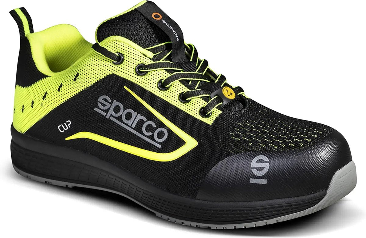 Sparco cup nurburg - chaussure de sécurité légère s1p avec jacquard respirant et style sportif - noir 46