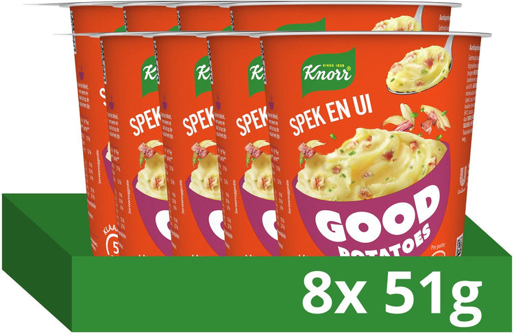 Knorr bonnes pommes de terre - bacon et oignon - prêtes en 5 minutes - 8 x 51 g
