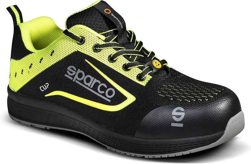 Sparco Cup Nurburg - chaussure de sécurité S1P légère avec jacquard respirant et style sportif - noir 43