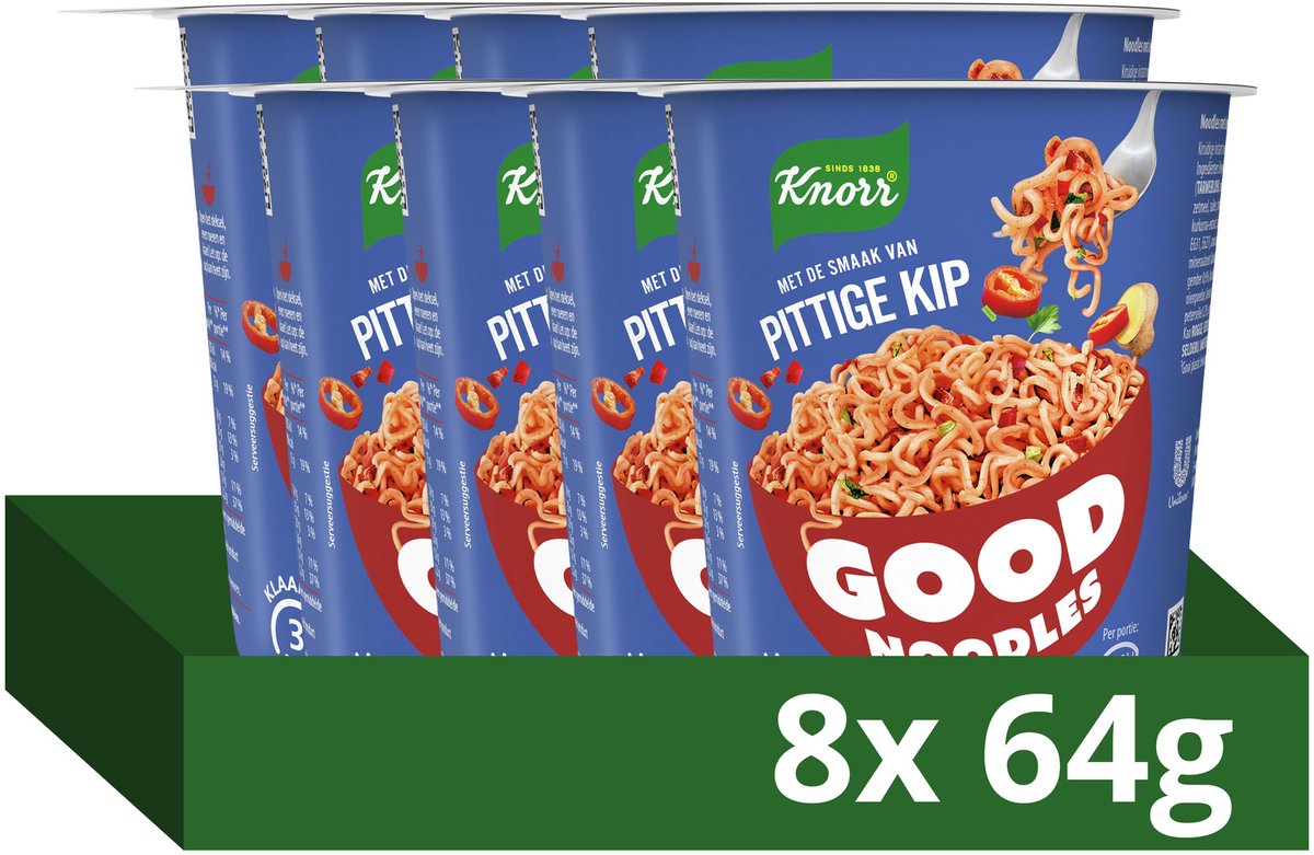 Knorr good noodles - poulet épicé - prêt en 3 minutes - 8 x 64 g