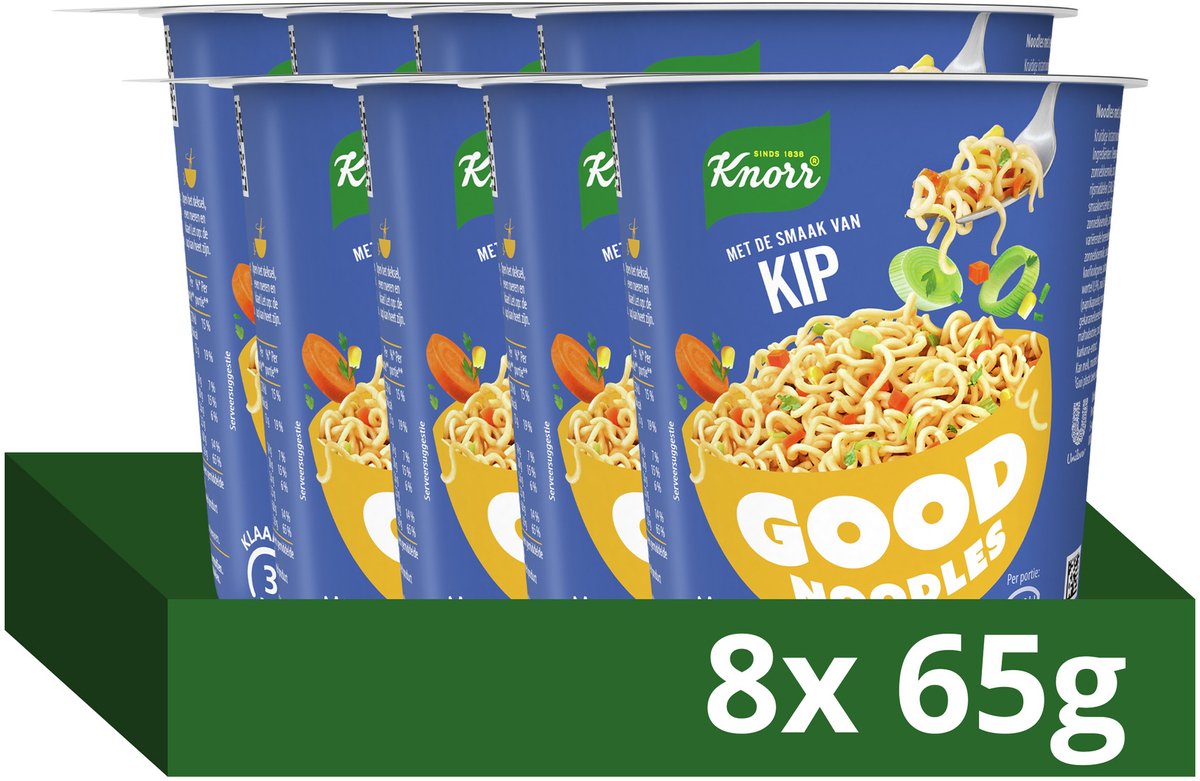 Knorr bonnes nouilles - poulet - prêtes en 3 minutes - 8 x 65 g