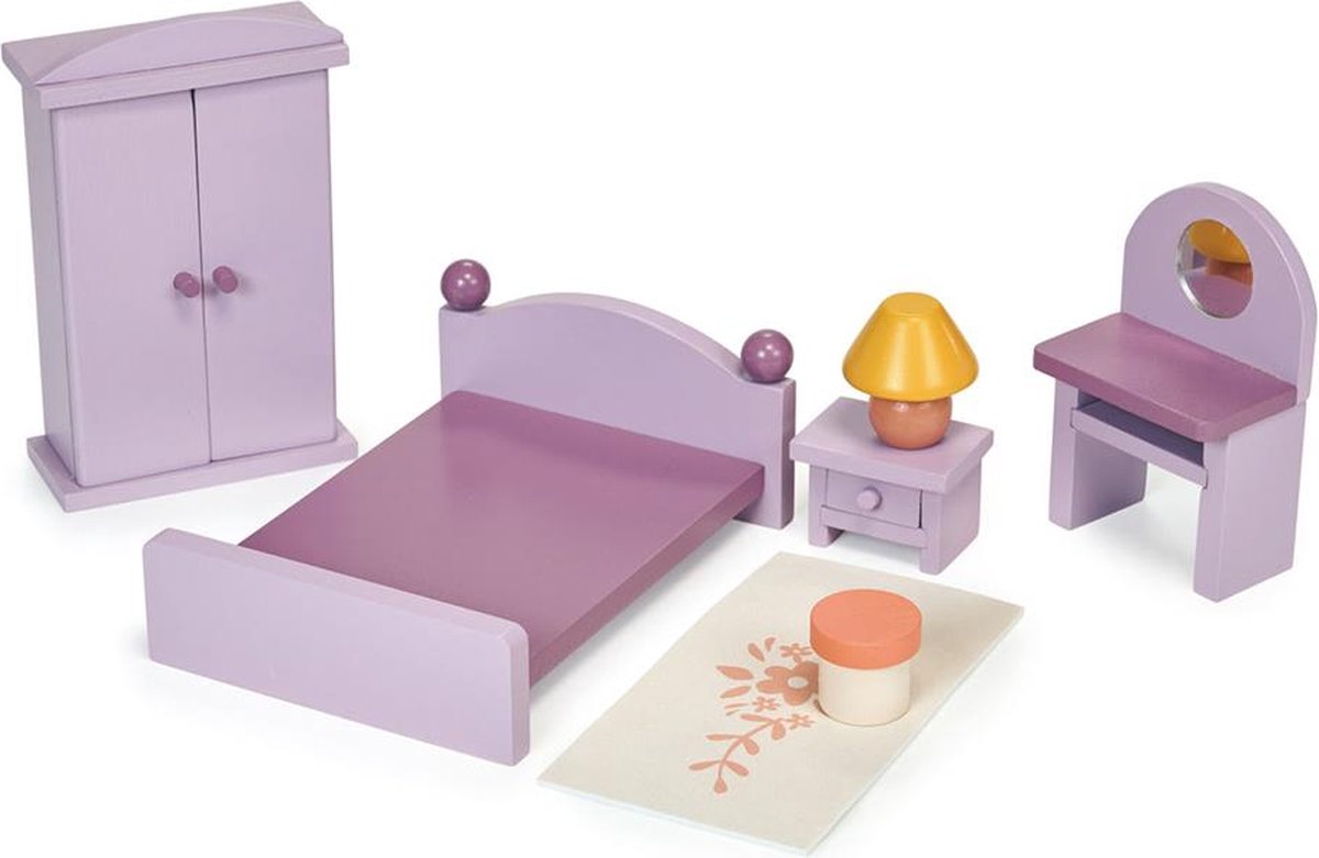 Jouets de chambre à coucher en bois pour maison de poupée Mentari - durables et créatifs.