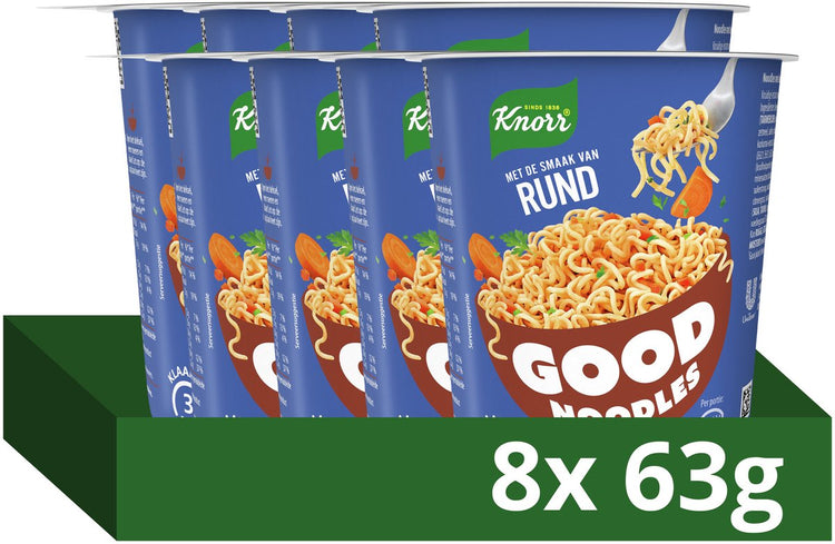 Knorr bonnes nouilles - bœuf - prêtes en 3 minutes - 8 x 63 g