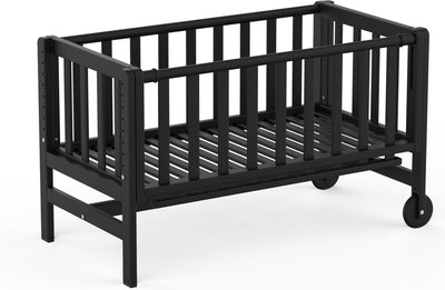 Geuther betty cododo, lit d'appoint, berceau - à roulettes - 45x90 cm - lit bébé jusqu'à 9 kg - bois de hêtre massif - noir