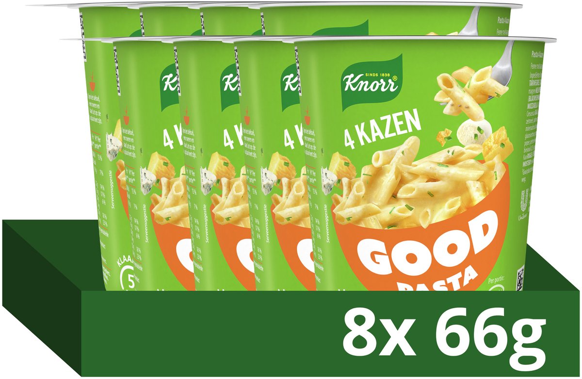 Knorr bonnes pâtes - 4 fromages - prêtes en 5 minutes - 8 x 66 g