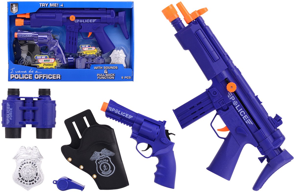 Johntoy ensemble de jeu de police de luxe avec son bleu 6 pièces