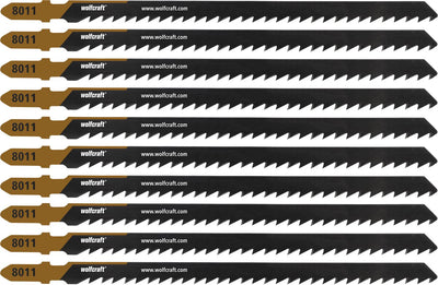 Wolfcraft - lames de scie sauteuse à bois 10 pièces - 100 mm - lame hcs avec arbre en T - lame de scie sauteuse pour épicéa - 8011100