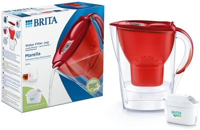 Brita - carafe filtrante - marella cool - 2,4l - rouge - incl. 1 cartouche filtrante tout-en-1 maxtra pro