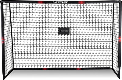 But de football Dunlop - but de football 240 x 160 x 85 cm - grand but de football - jouets d'extérieur pour enfants et adultes - montage rapide - but d'entraînement de football - métal - noir rouge