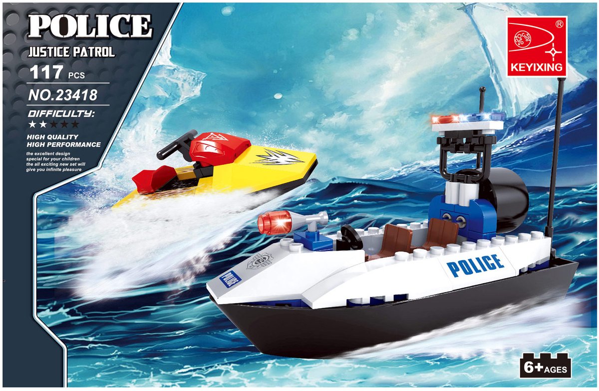 Jeu de construction bateau de patrouille de police - 117 pièces.