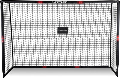But de football Dunlop - but de football 300 x 200 x 120 cm - grand but de football - jouets d'extérieur pour enfants et adultes - montage rapide - but d'entraînement de football - métal - noir rouge