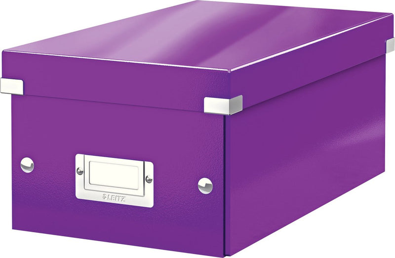 Boîte de rangement en carton Leitz wow click store - 84 % de carton recyclé - 21 x 15 x 35,2 cm (lxhxp) - idéale pour l'espace de travail à domicile - violet