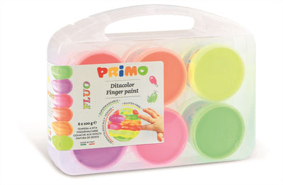 Primo - peinture au doigt fluor 6 pots en étui (6x100gr)