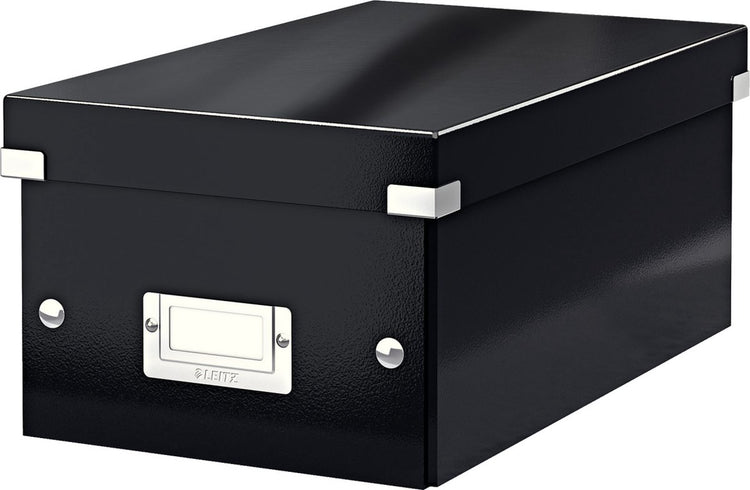Boîte de rangement en carton Leitz wow click store - 84 % de carton recyclé - 21 x 15 x 35,2 cm (LxHxP) - idéale pour le travail à domicile - noir