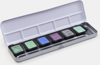 Finetec ® ensemble de peinture aquarelle nacre cool | 5 couleurs de perles + 1 couleur de tongs