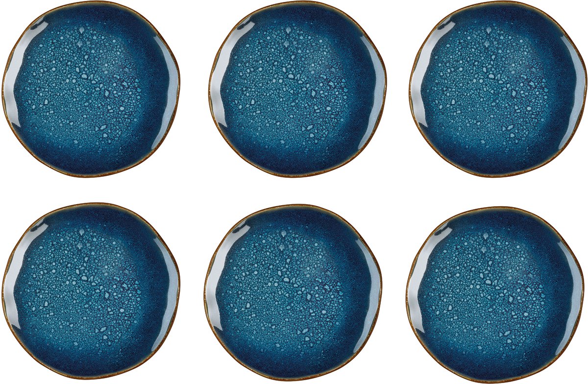Médard de noblat - vertigo denim - assiettes à dessert 21 cm - 6 pièces - grès