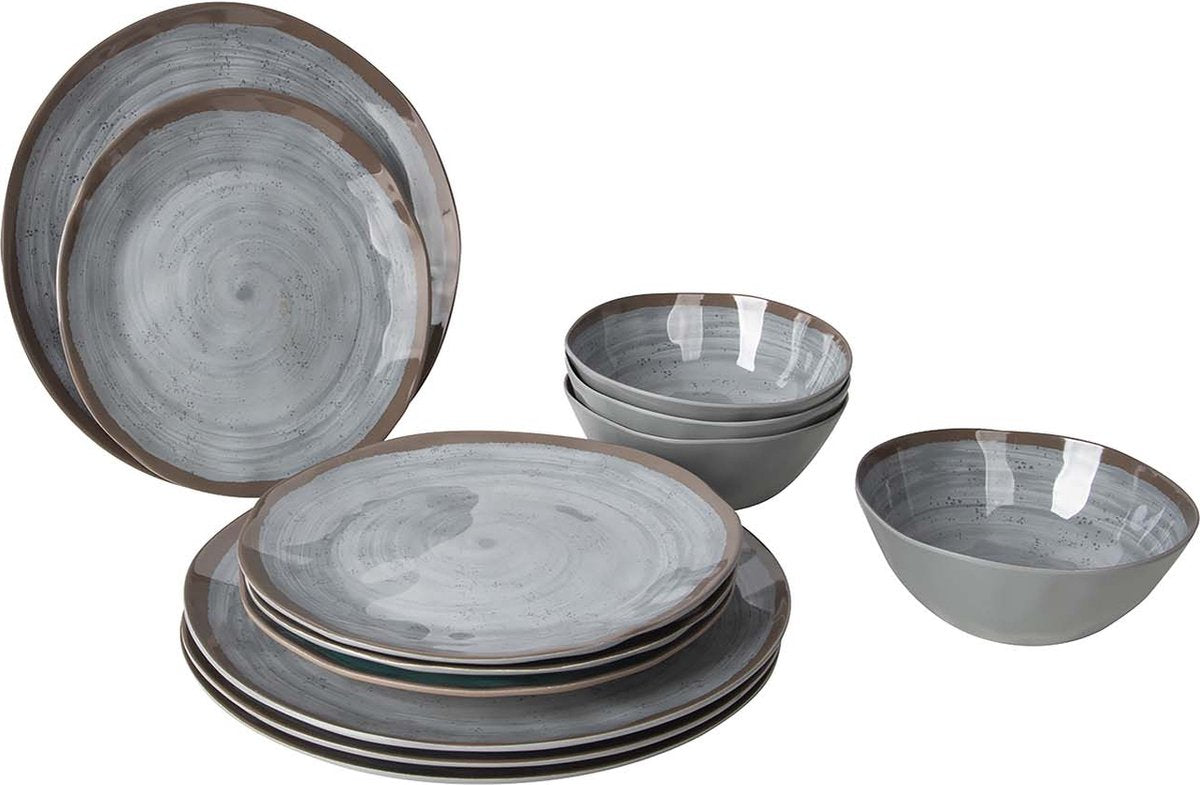Bo-camp - vaisselle - halo - 12 pièces - gris