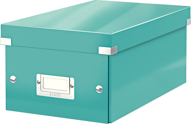 Boîte de rangement en carton Leitz wow click store - 84 % de carton recyclé - 21 x 15 x 35,2 cm (lxhxp) - idéale pour l'espace de travail à domicile - bleu glacier