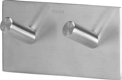 Tigre carré - crochet porte-serviettes double - sans perçage - crochets porte-serviettes - ruban adhésif 3m - inox brossé