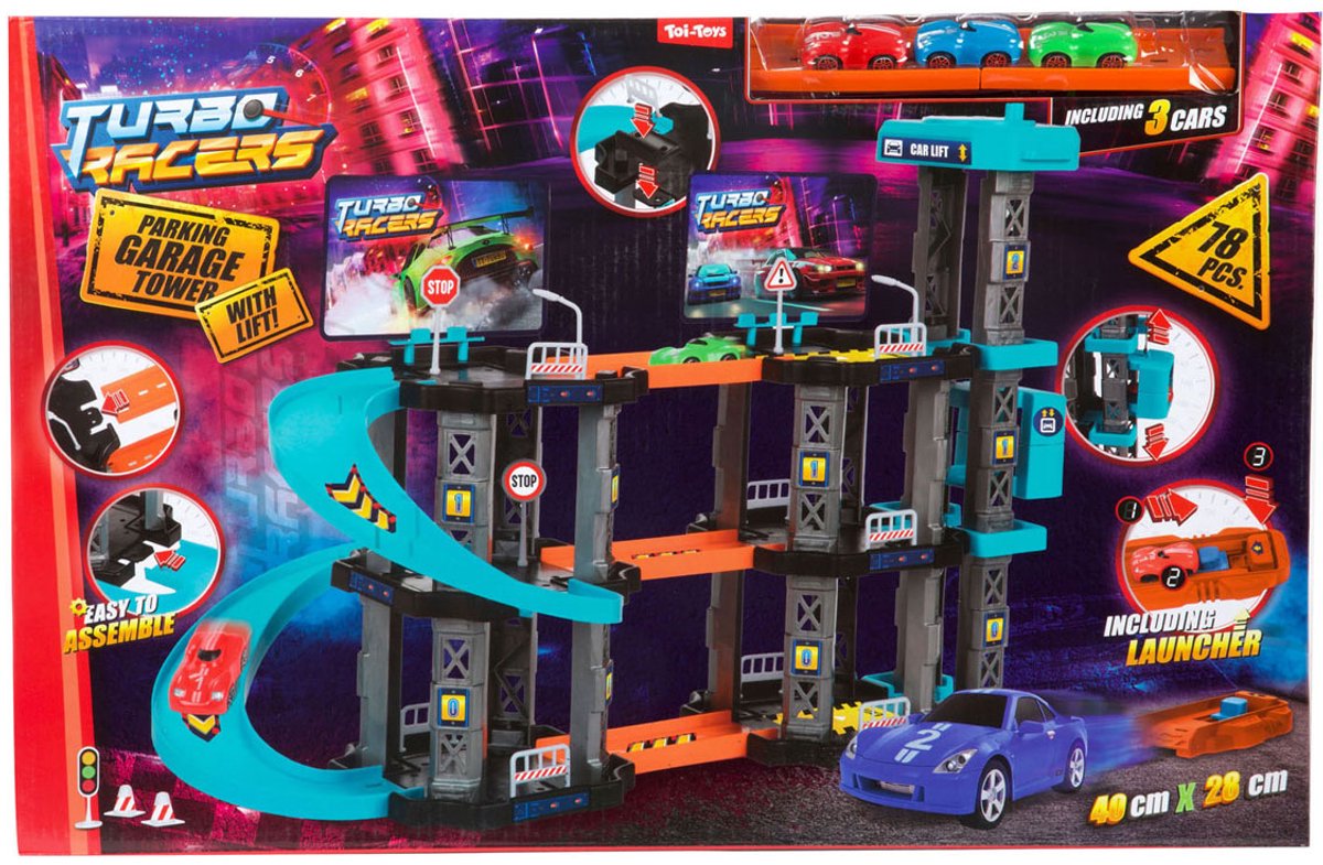 Parking garage Toi-toys turbo racers avec ascenseur