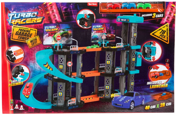 Parking garage Toi-toys turbo racers avec ascenseur