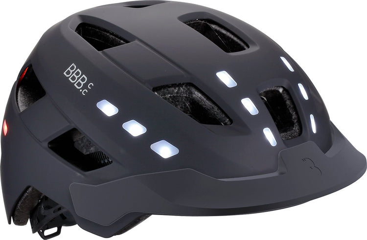Casque de vélo Bbb avec éclairage - District LED - casque de vélo électrique pour homme et femme - coque ABS - moyen large : 54 - 60 cm - noir mat - bhe-162