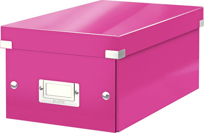 Boîte de rangement en carton Leitz wow click store - 84 % de carton recyclé - 21 x 15 x 35,2 cm (lxhxp) - idéale pour l'espace de travail à domicile - rose