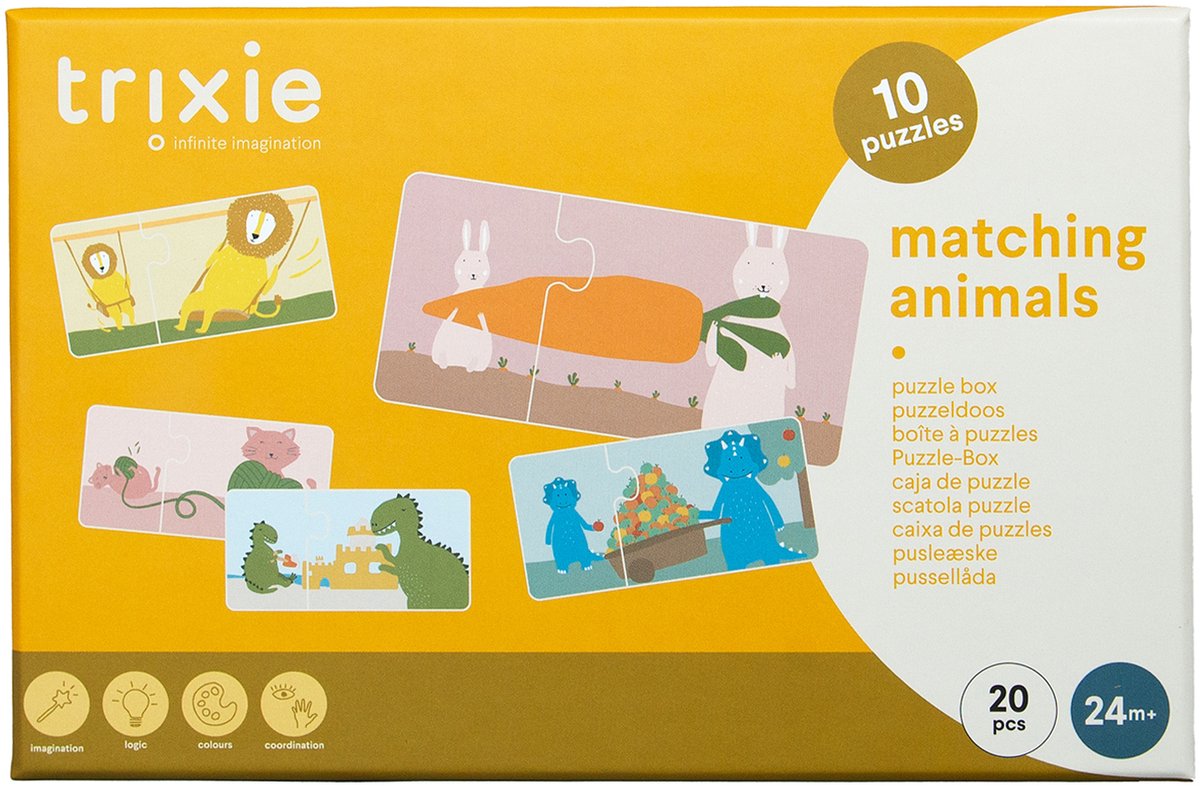 Trixie coffret puzzle 10 puzzles animaux - coffret puzzle - 2 ans + - 20 pièces