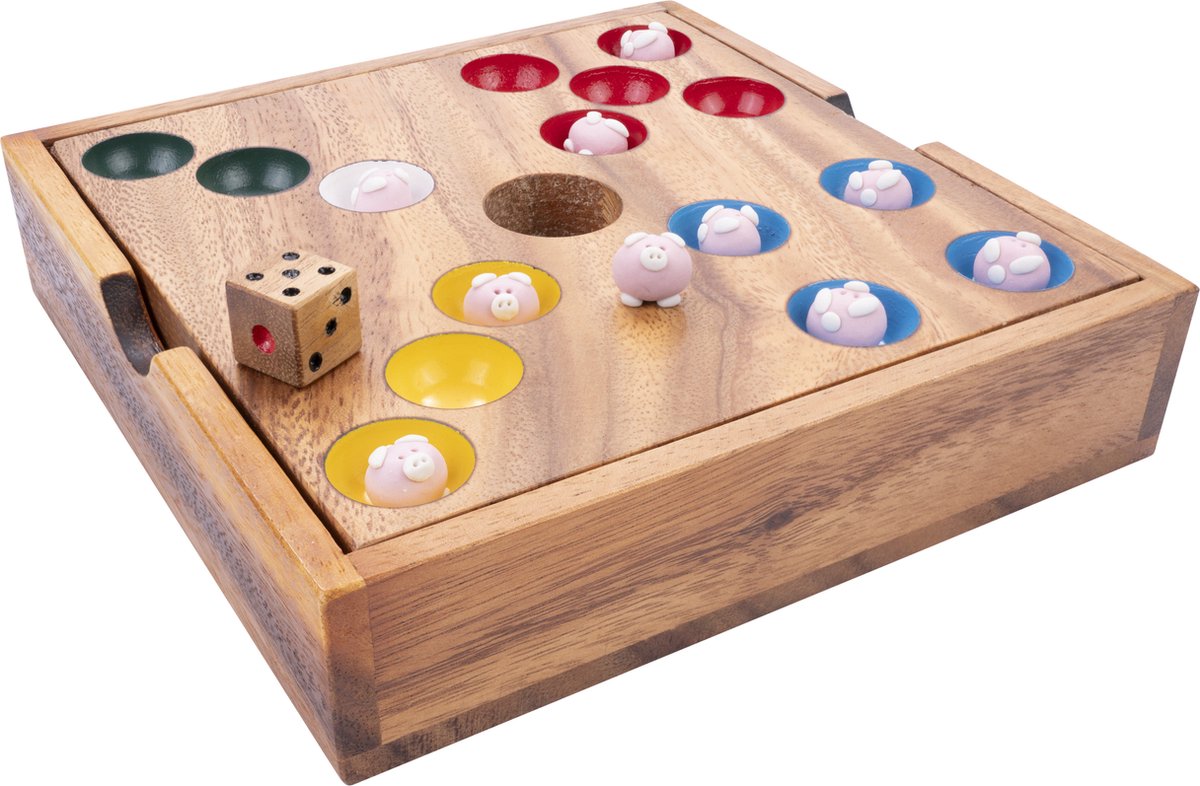 Engelhart Pig Hole Ceramic – Jeu de stratégie en bois – 2+ joueurs – Jeu de points classique – Jeu d'adresse et de stratégie –