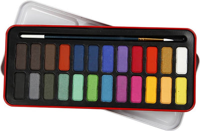 Set d'aquarelles Colortime, format 12x30 mm, différentes couleurs, 24 couleurs 1 boîte