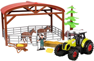 TOI-TOYS ACKERS Ville Horse stable avec une lumière de tracteur et un jeu de jeu sonore, 14dlg.