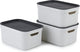Rotho jive boîtes de rangement lot de 3 boîtes de rangement 5 l avec couvercle, plastique (pp recyclé), blanc anthracite, 3 x 5 l (26,5 x 18,5 x 13,2 cm