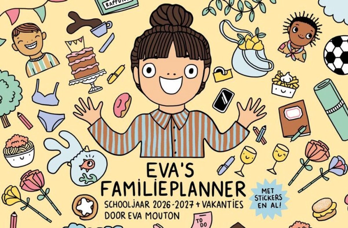 Borgerhoff lamberigts Eva's Family Planner 2026–2027 – Agenda hebdomadaire pour 5 personnes avec autocollants et colonnes supplémentaires