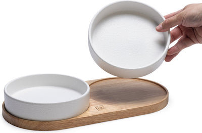 Designed by Lotte service de table lojs - bol de nourriture pour chat - abreuvoir pour chat - céramique - blanc - 2x 400 ml