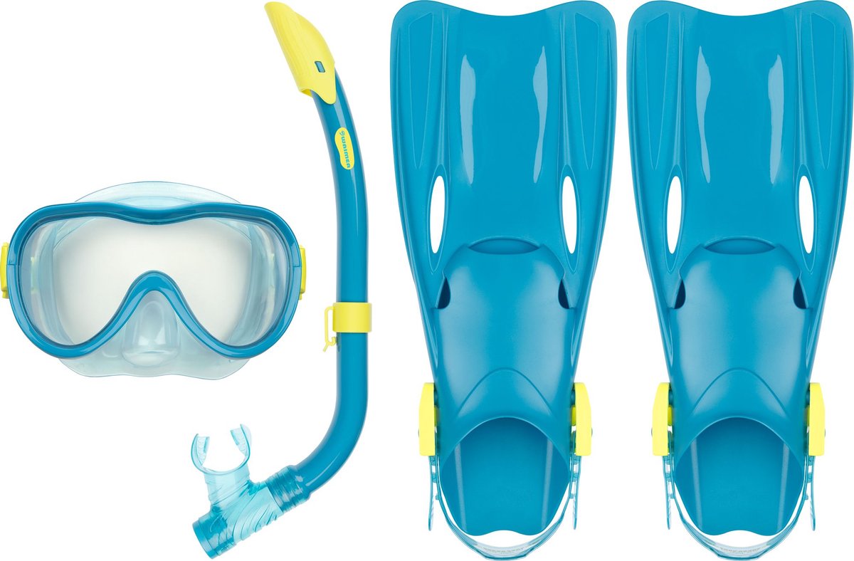 Waimea ensemble de plongée - masque tuba palmes - enfants - bleu - taille 35-38