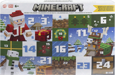 Calendrier de l'Avent Mattel Minecraft - Ensemble de figurines - 24 jours de plaisir - 6 ans et plus