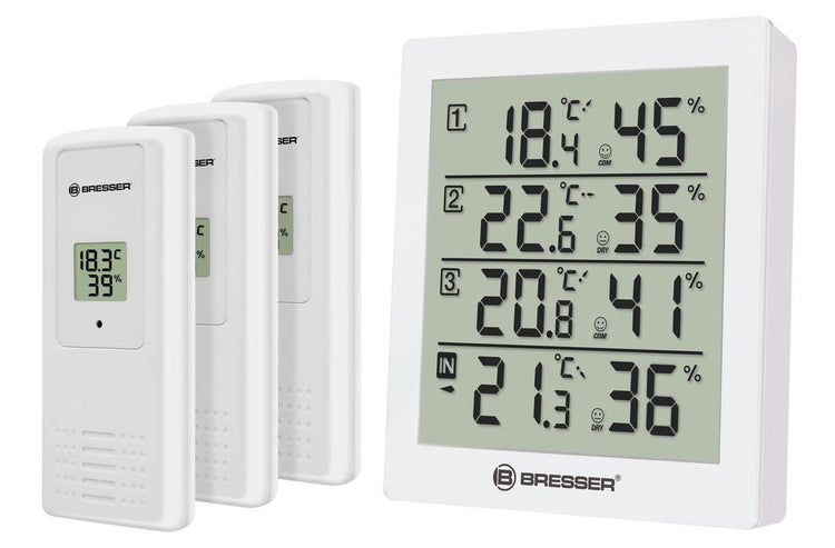 Station météo Bresser - temeo hygro quadro - avec 4 données de mesure indépendantes - blanc