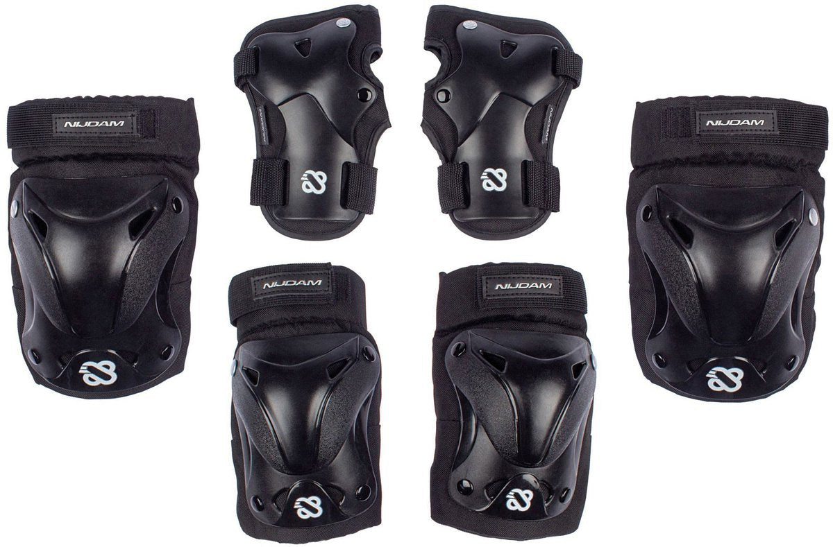Nijdam set de protection pour patins - adultes - bouclier d'encre - noir - taille m