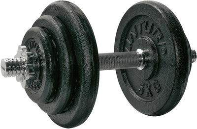 Haltères Tunturi en fonte total 20 kg - jeu d'haltères avec fermeture à vis - jeu d'haltères - 1 barre d'haltères - 30 mm - incl. application de remise en forme gratuite