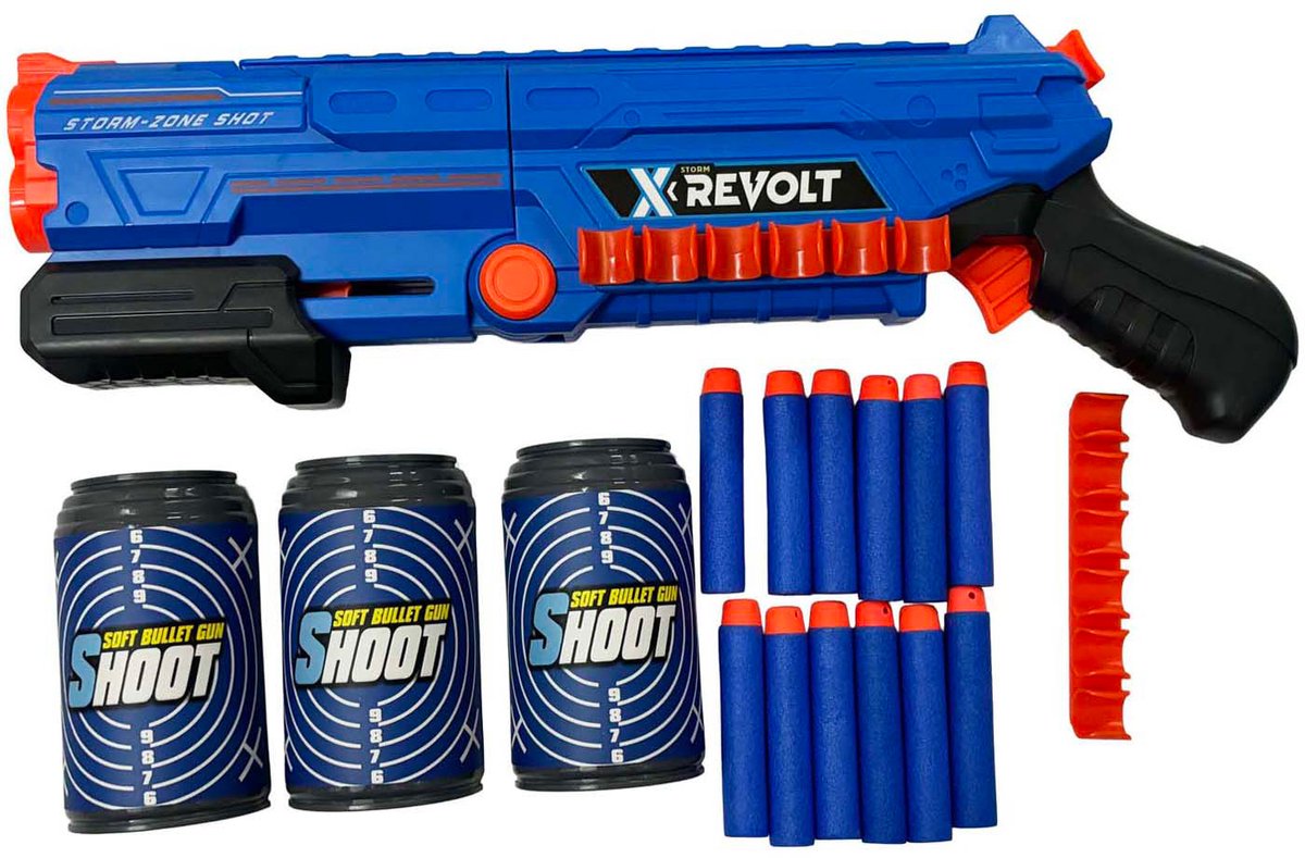 Shooter x revolt - avec 12 flèches souples et 3 canettes