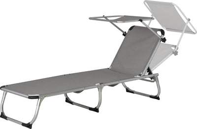 Lounger Pebble Beach 57 x 188 x 30 cm Gris d'aluminium